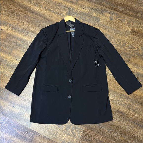 NEW $168 Express Oversized Boyfriend Blazer Women's Medium/Large Black Office - Picture 11 of 15